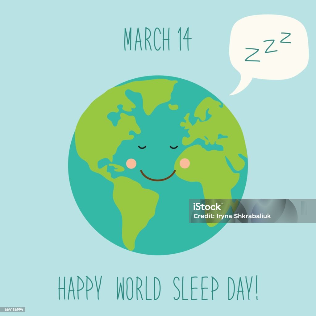 Cute World Sleep Day Background With Funny Cartoon Character Of Sleeping  Planet Earth And Speech Bubble Stock Illustration - Download Image Now -  iStock