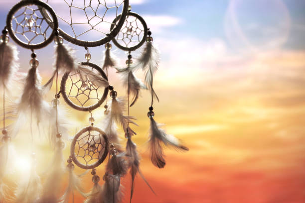 Dream catcher at sunset Dreamcatcher at sunset with copy space indigenous north american culture stock pictures, royalty-free photos & images