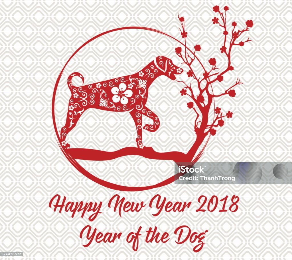 Happy Chinese new year 2018 card year of dog. 2018 stock vector