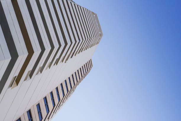 istock Modern building, Modern office building with blue sky. 664198888