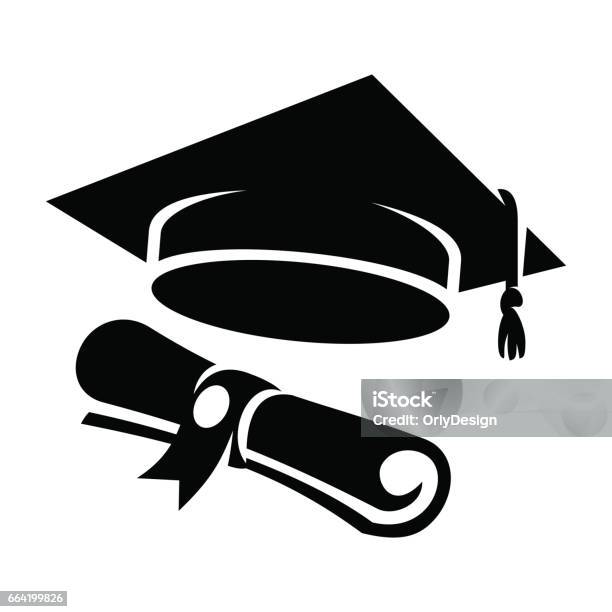 Black Graduation Cap Diploma Icon Stock Illustration - Download Image Now - Graduation, Icon Symbol, Diploma