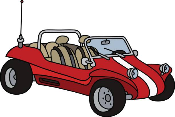 czerwony buggy plażowy - beach buggy stock illustrations