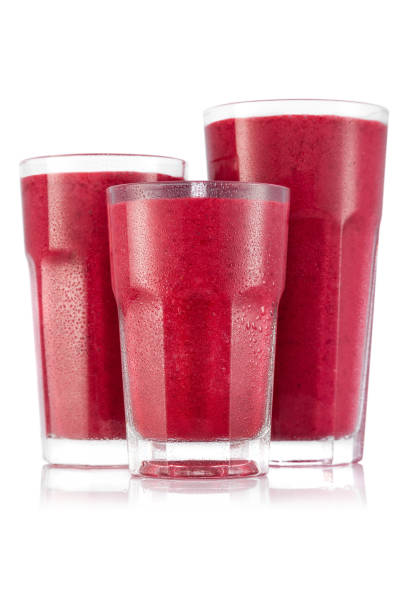 istock Red fruit smoothie in three size of glass 664209728