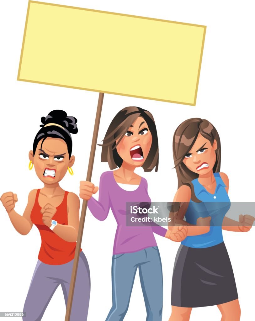 Woman Rioting Drawing Young Women Protesting Stock Illustration - Download Image Now - Change ...