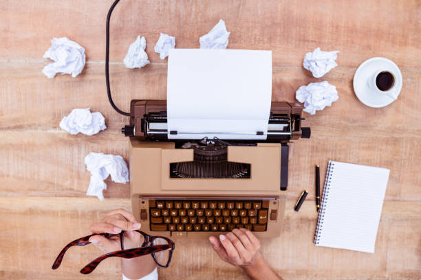 istock Above view of old typewriter 664222460