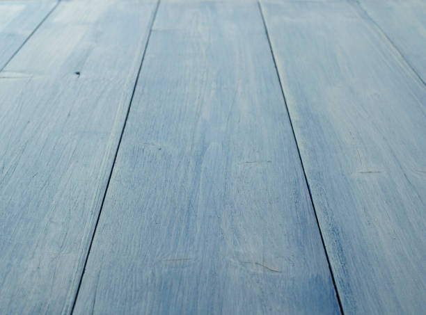 Fondo azul de la madera del pino. Resistido la madera vieja. Rústico madera anudada. - foto de stock