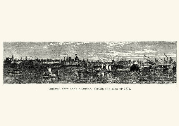 istock Chicago from Lake Michigan, before the fire of 1874 664233712