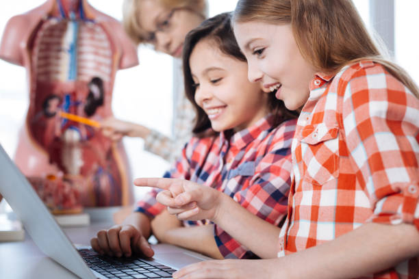 istock Admirable enthusiastic girls comparing pictures and models 664234668