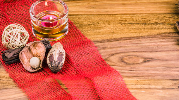 istock Potpourri and cinnamon sticks on burlap background 664237860