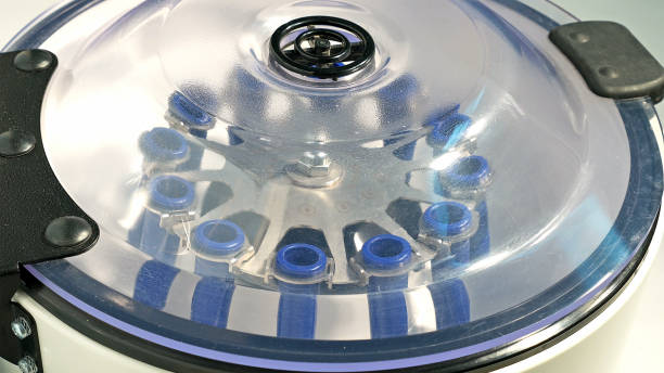 automatic medical blood centrifuge in chemical lab - tank musician imagens e fotografias de stock