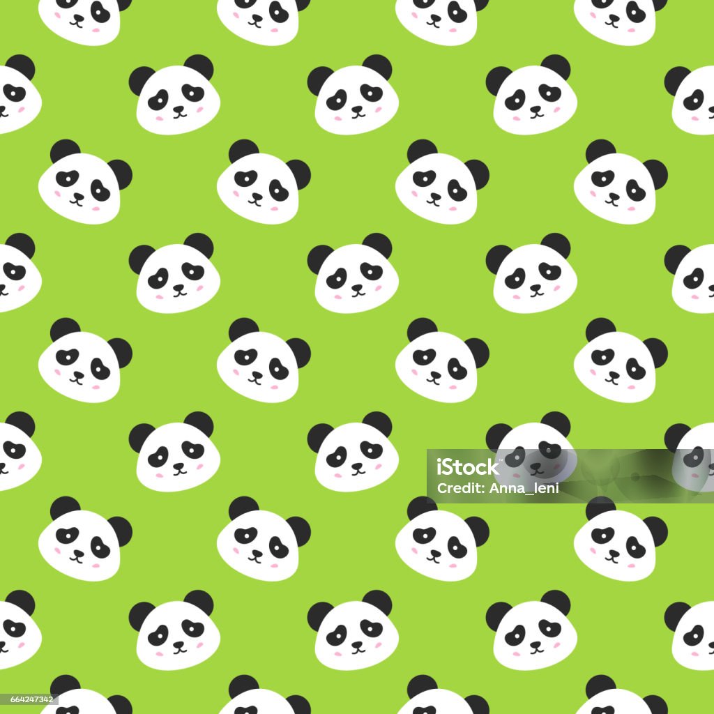 Happy Panda Pattern Happy Panda Faces Seamless Pattern Stock Illustration - Download Image ...