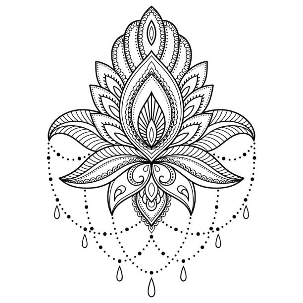 Henna Tattoo Flower Template In Indian Style Ethnic Floral Paisley Lotus  Mehndi Style Ornamental Pattern In The Oriental Style Stock Illustration -  Download Image Now - iStock