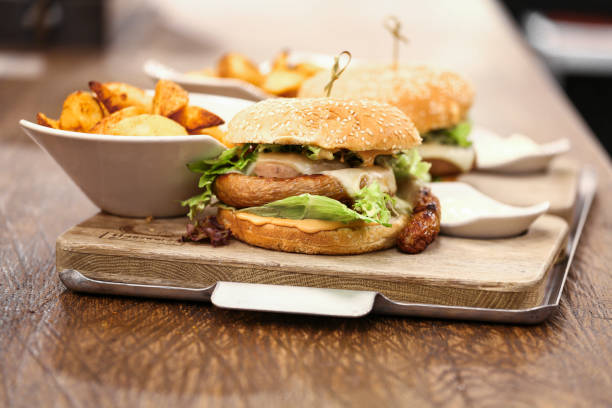 istock Two delicious wurst burgers 664253578