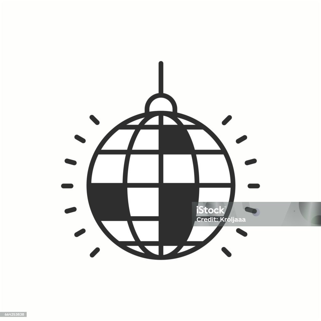 Disco ball icon. Disco, dance, nightlife club. Party celebration birthday holidays event carnival festive. Thin line party basic element icon. Vector simple linear design. Illustration. Symbols Disco Ball stock vector