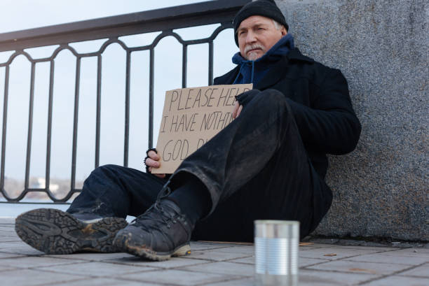 istock Side view photo of jobless person while asking for help 664255352