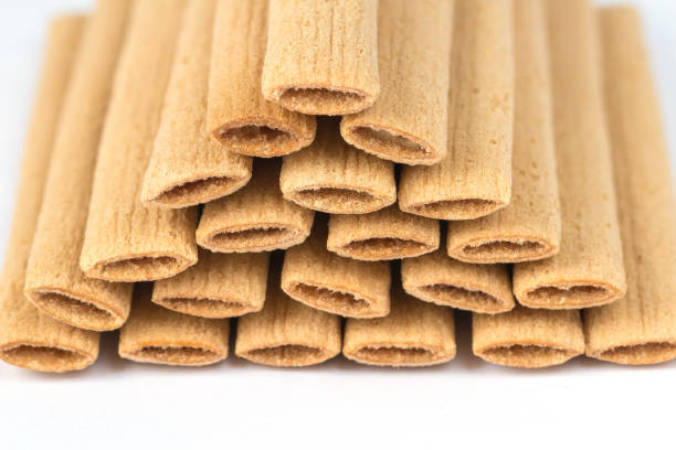 istock Waffle sticks isolated on a white background. Top view 664258260