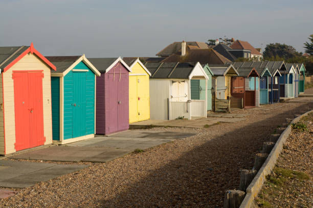 istock Beach Huts at Ferring, Sussex, England 664258972