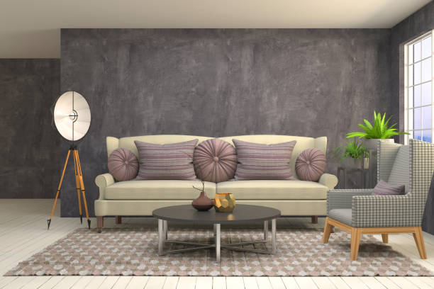 istock Interior living room. 3d illustration 664262082