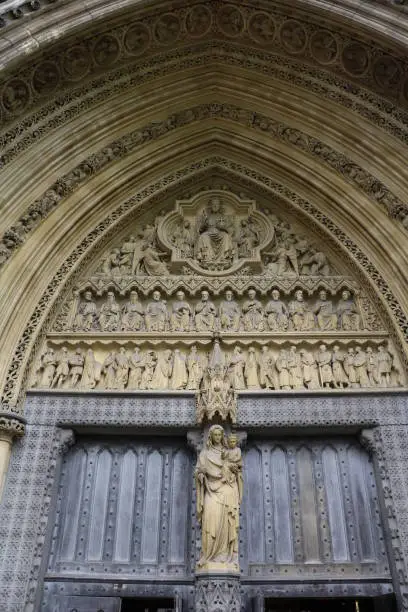 Westportal main entrance of Westminster Abbey in London, United Kingdom