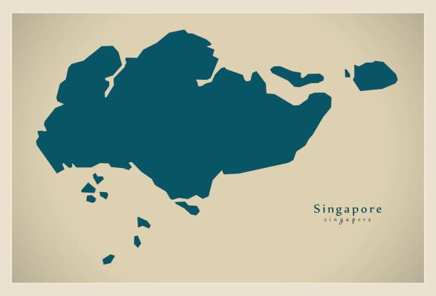 современная карта - сингапур sg - singapore stock illustrations