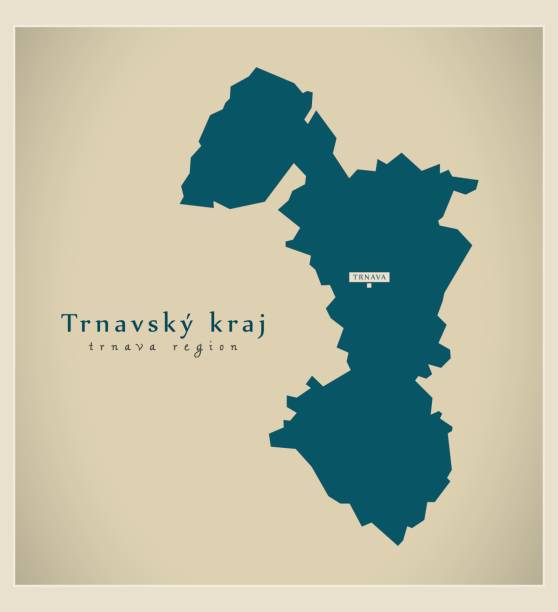 ilustrações de stock, clip art, desenhos animados e ícones de modern map - trnavsky kraj sk - trnava