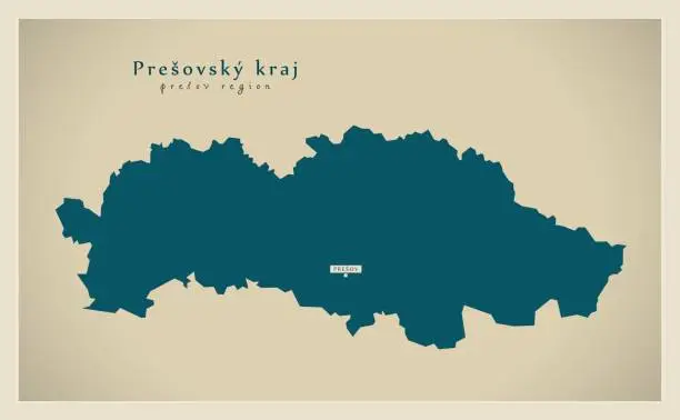 Vector illustration of Modern Map - Presovsky kraj SK