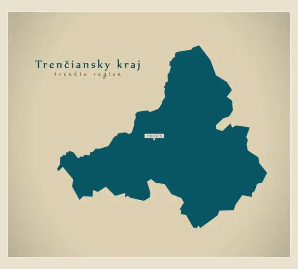 Vector illustration of Modern Map - Trenciansky kraj SK