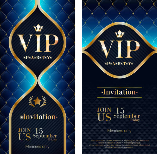 ilustrações, clipart, desenhos animados e ícones de convite vip conjunto de modelos de projeto de cartão prémio - celebrities turquoise colors paper