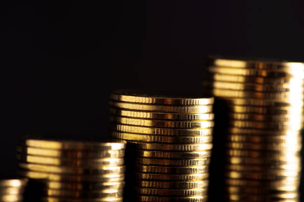 Gold coins stack. stock photo