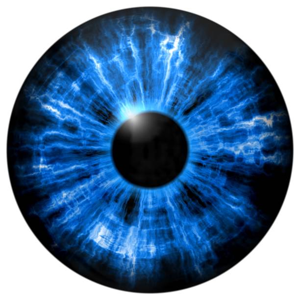 Illustration of blue eye iris, light reflection. vector art illustration