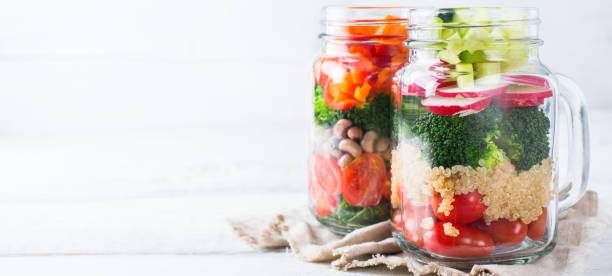 istock Healthy vegan salad in a mason jar with quinoa 664274844
