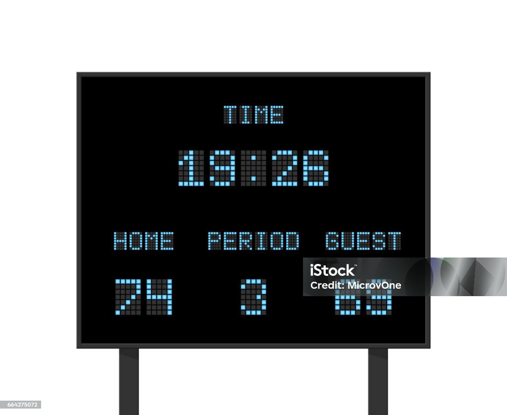 Vector digital electronic board with football or soccer score competition Vector digital electronic board with football or soccer score competition. Scoreboard with result competition, illustration of score board with information Scoreboard stock vector