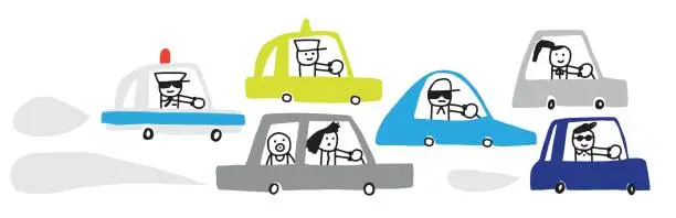 Vector illustration of People driving cars