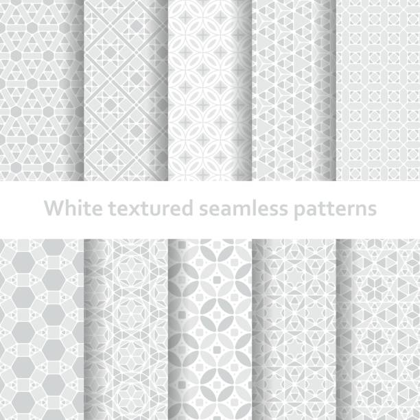White textured seamless patterns set White textured seamless patterns set. Vector illustration. byzantine pattern stock illustrations
