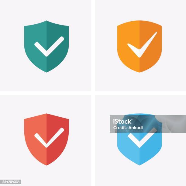 Shield And Tick Icons Guaranteed Icons Stock Illustration - Download Image Now - Shield, Shielding, Illustration