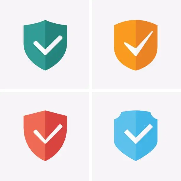 Vector illustration of Shield and Tick Icons. Guaranteed Icons