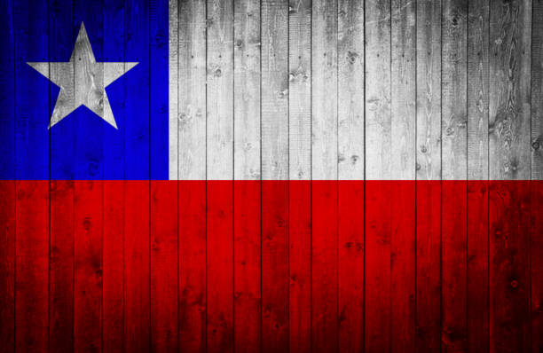 istock Chilean flag is painted on a wooden surface 664287616