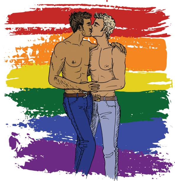 Kissing Gays And Lgbt Flag Stock Illustration - Download Image Now -  Kissing, Gay Man, Jeans - iStock