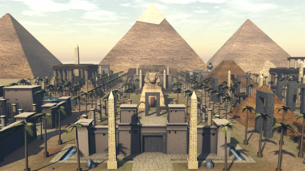 istock Ancient architecture in a city of Egypt. 3D rendering 664288404