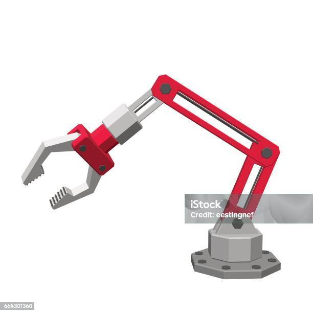 Robotic Arm Isolated On White Background 3d Vector Illustration Stock Illustration - Download Image Now