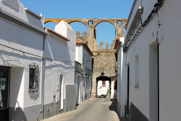 The Portuguese town of Serpa, a village in the Alentejo region famous for its castle, town walls, clock tower, roman aqueduct and many churches.