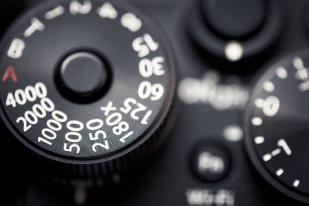 istock Close up macro image of shutter speed dial on a retro vintage rangefinder camera 664316598
