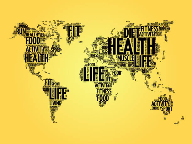 istock Health and Life World Map in Typography 664316994