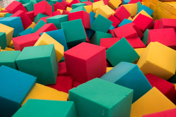 istock Multicolored foam cubes at the playground 664325566