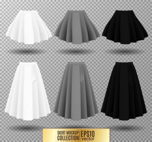 istock Vector illustration of different model skirt on transparent background. Skirt mockup 664329132