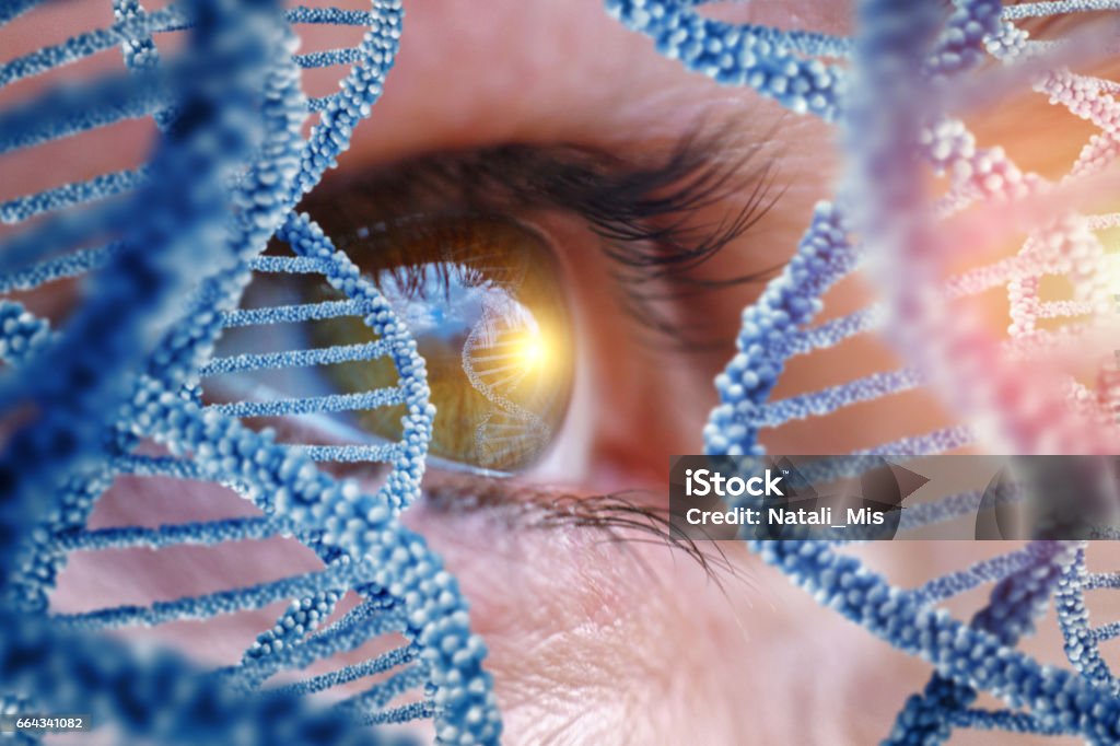 Specialist oversees the DNA. Specialist oversees the DNA concept design . Eye Stock Photo