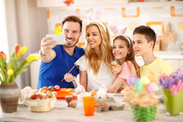 istock Family Easter selfie together 664349468