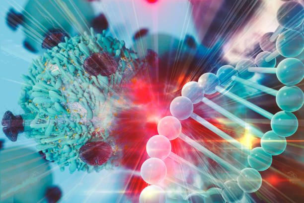 암 치료 개념에 대 한 유전자 치료 - dna chromosome genetic research genetic mutation stock illustrations