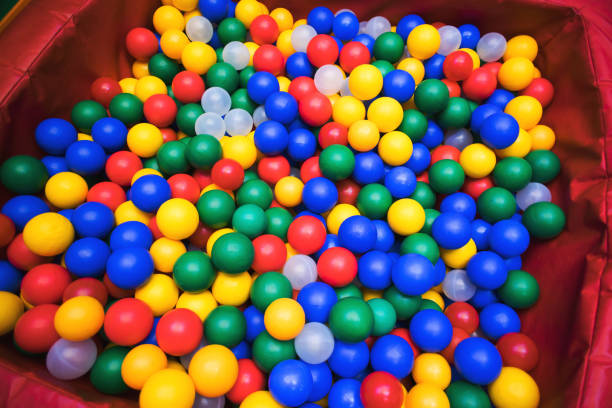 Many colour plastic balls from children's small town.