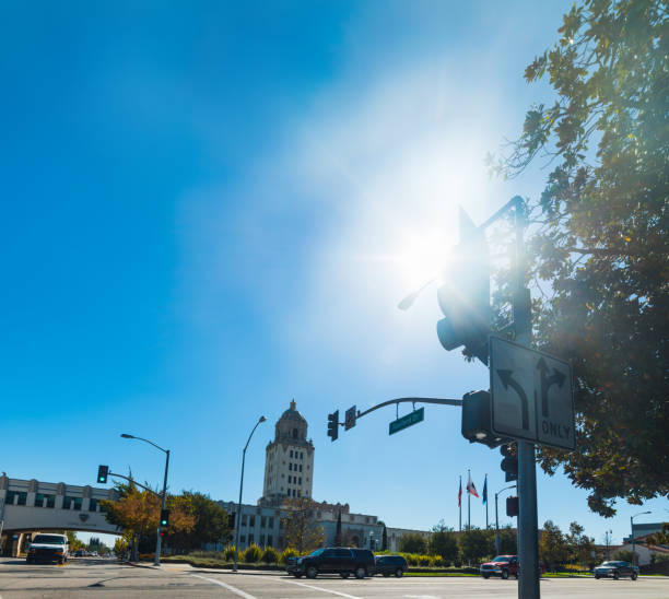istock sun shining over Beverly Hills city hall 664352618